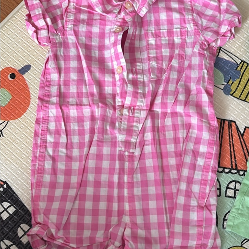 Pink and White Checkered Romper